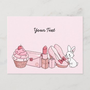 Bunny With Pink Stuff Postcard by bunnieswithstuff at Zazzle
