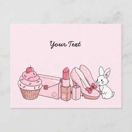 Bunny With Pink Stuff Postcard