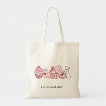 Bunny With Pink Stuff Tote Bag by bunnieswithstuff at Zazzle