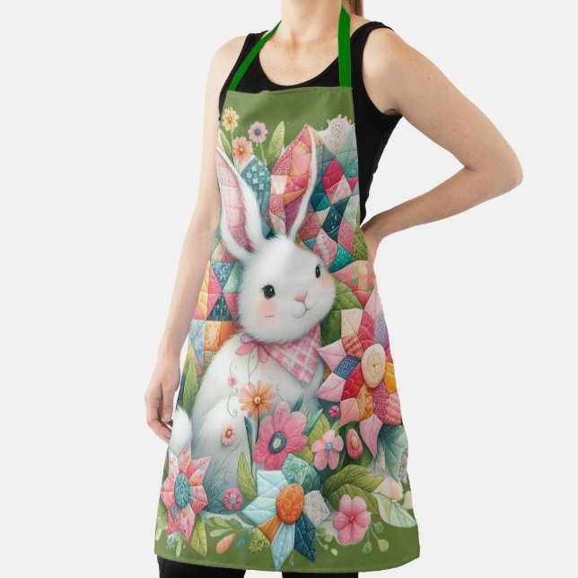 Bunny with Quilt and Flowers Apron (Insitu)
