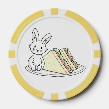 Bunny With Sandwiches Poker Chips by bunnieswithstuff at Zazzle