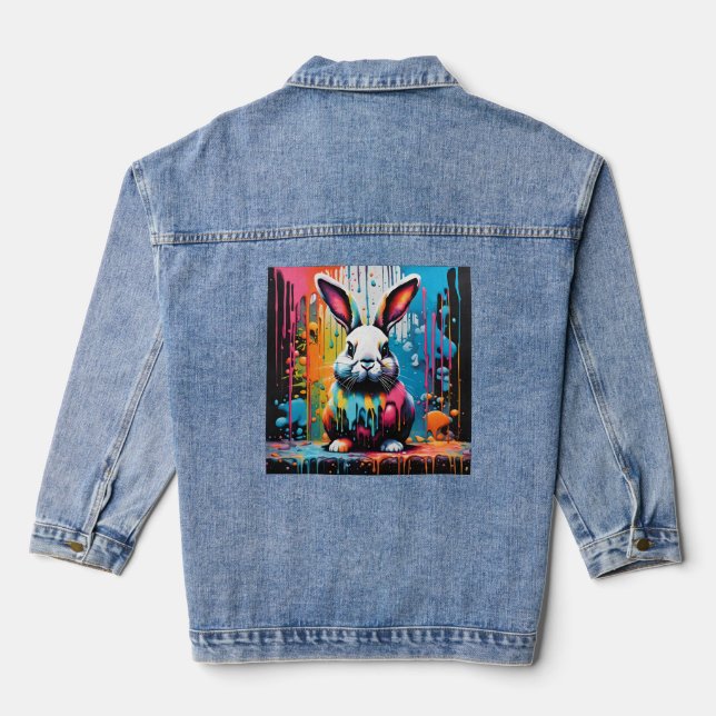 Bunny with splatters denim jacket (Back)