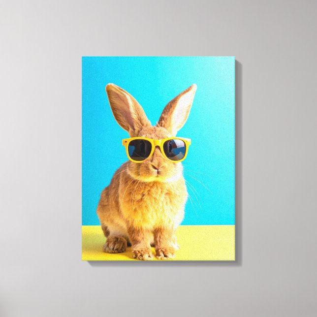 bunny with sunglasses canvas print (Front)