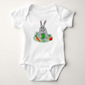 Bunny with the letter B on the lawn Baby Bodysuit