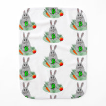 Bunny with the letter B on the lawn