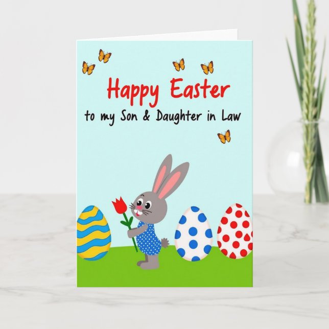 Bunny With Tulip Hello Card (Front)