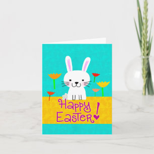 Bunny with Tulips "Happy Easter" Notecard