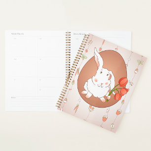 Bunny with Tulips Spring Holiday Rabbit Planner