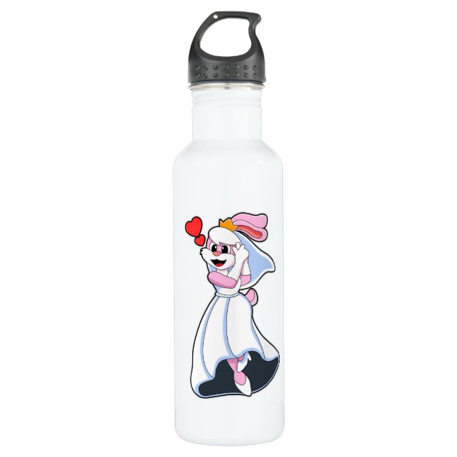 Bunny with Wedding dress & Crown Stainless Steel Water Bottle (Front)