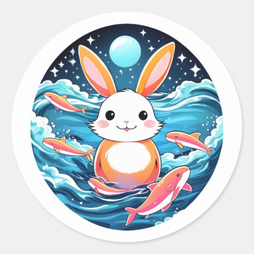 Bunny with whales sticker