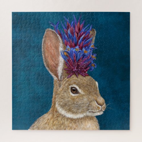 Bunny with wild desert flower hat jigsaw puzzle