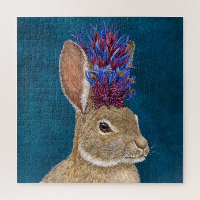 Bunny with wild desert flower hat jigsaw puzzle (Vertical)