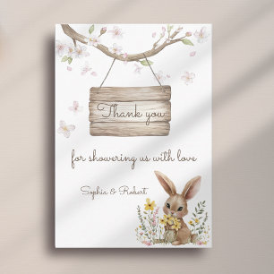 Bunny Wooden Sign Thank You Spring Baby Shower Card