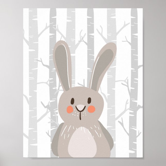 Bunny Woodland Animal Nursery Wall Art Print (Front)
