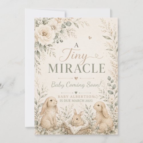 Bunny Woodland Animal Tiny Miracle Pregnancy Invitation