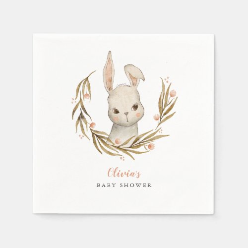 Bunny Woodland Theme Girl Baby Shower Napkins