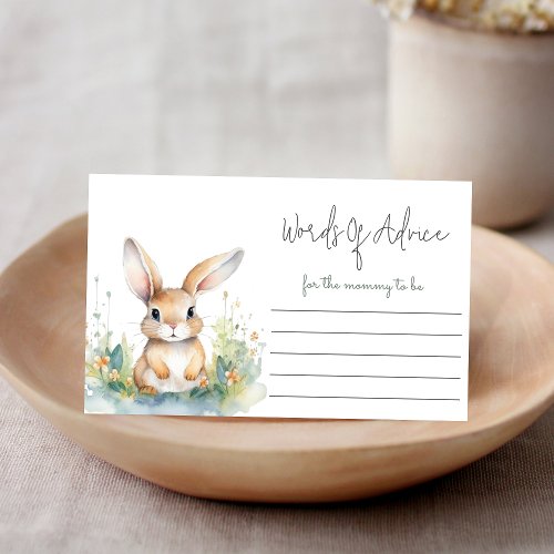 Bunny Words Of Advice Baby Shower Enclosure Card