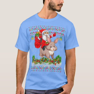 Bunny Xmas Pajamas Ugly Santa Riding Bunny Christm T-Shirt