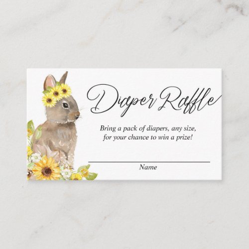 Bunny yellow sunflowers easter diaper raffle cards