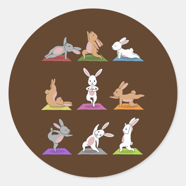 Bunny Yoga  Classic Round Sticker (Front)