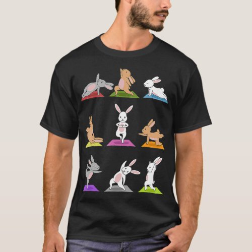 Bunny Yoga Funny Rabbits In Yoga Poses On Meditati T_Shirt