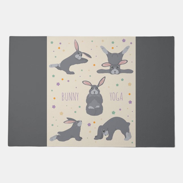 Bunny Yoga Poses Funny Rabbit Doormat (Front)