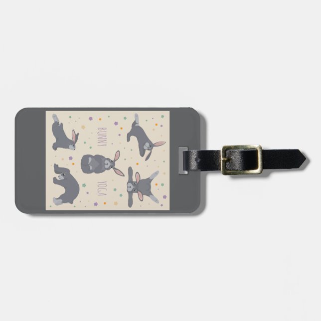 Bunny Yoga Poses Funny Rabbit Luggage Tag (Front Horizontal)