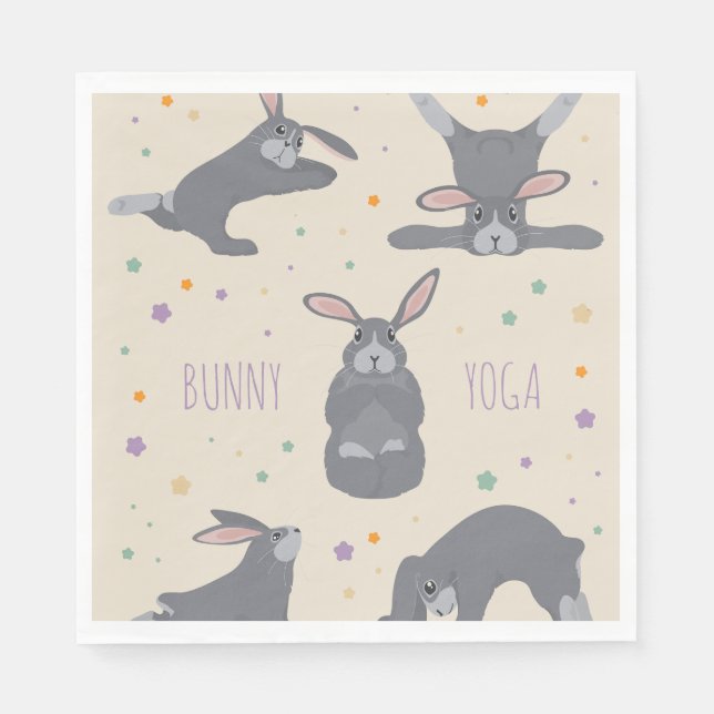 Bunny Yoga Poses Funny Rabbit Napkins (Front)