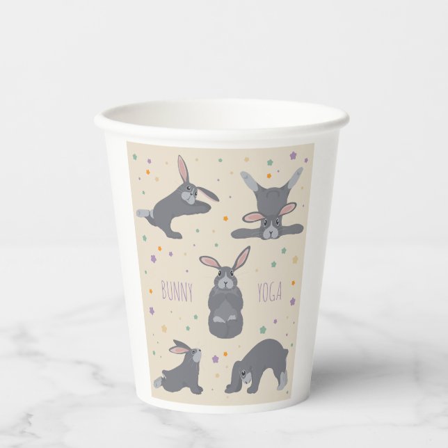 Bunny Yoga Poses Funny Rabbit Paper Cups (Front)