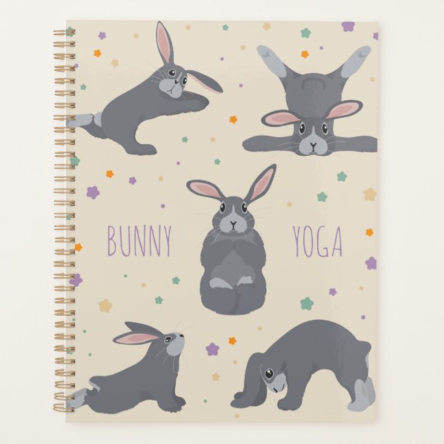 Bunny Yoga Poses Funny Rabbit Planner (Front)