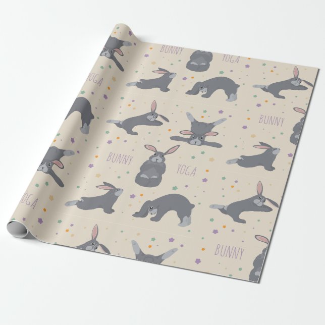 Bunny Yoga Poses Funny Rabbit Wrapping Paper (Unrolled)