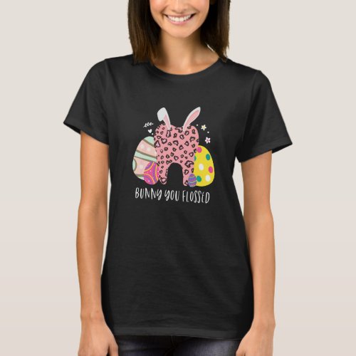 Bunny You Flossed Tooth Easter Day Leopard Print D T-Shirt
