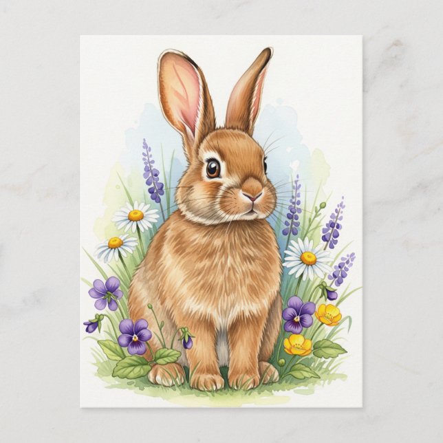 Bunny Young Hare Baby Rabbit Wild Animals Postcard (Front)