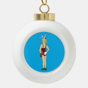 bunnygirl ceramic ball christmas ornament