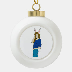 bunnygirl ceramic ball christmas ornament