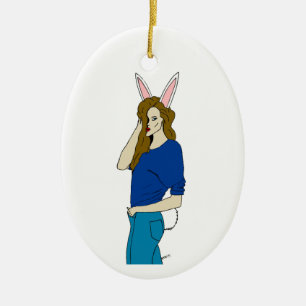 bunnygirl ceramic ornament