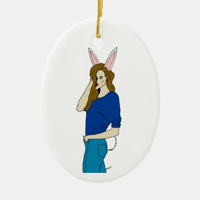 bunnygirl  ceramic ornament (Front)