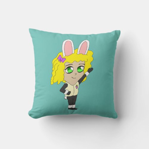 bunnygirl chibi throw pillow