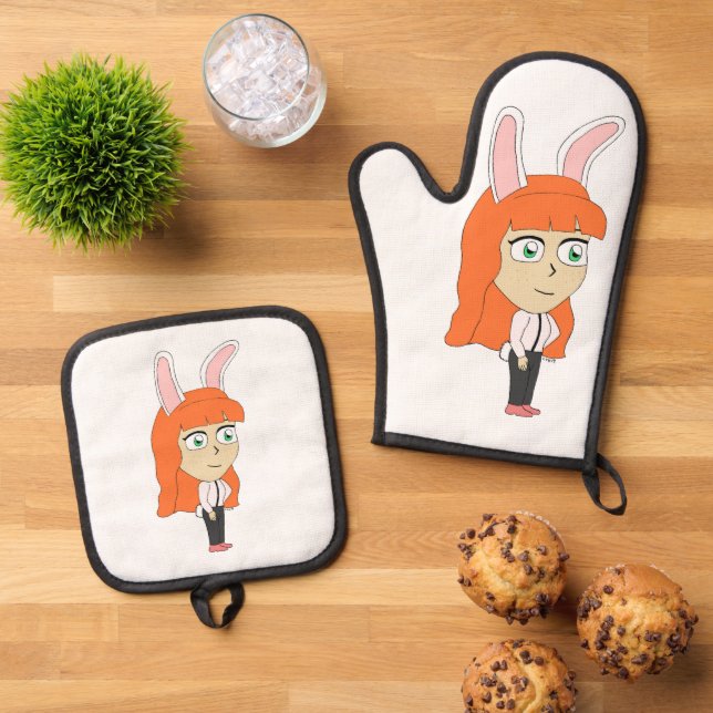 bunnygirl     oven mitt & pot holder set (Top Down)
