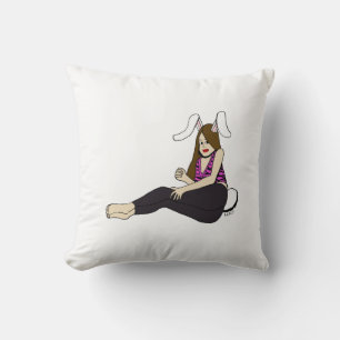 bunnygirl throw pillow