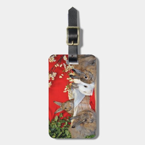 BunnyLuv luggage tag with rabbit family portrait