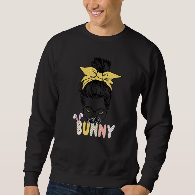 Bunnymama  Funny Easter Mama Bunny Ears Leopard Ra Sweatshirt (Front)