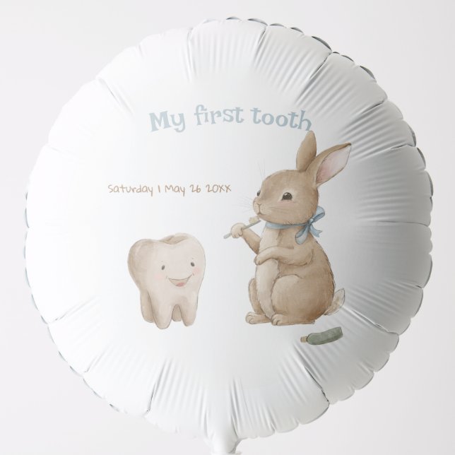 Bunny's boy First Tooth Party Balloon (Front)