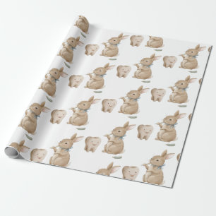 Bunny's boy First Tooth Party Wrapping Paper
