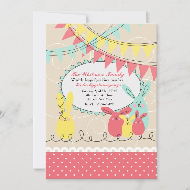 Bunny's Celebration Easter Invitation (Front)