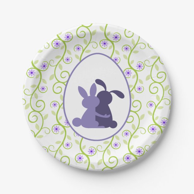 Bunny's Embrace Spring Floral Paper Plates (Front)