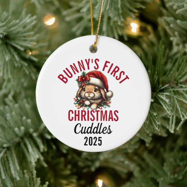 Bunny's First Christmas 2025 Ceramic Ornament (Tree)