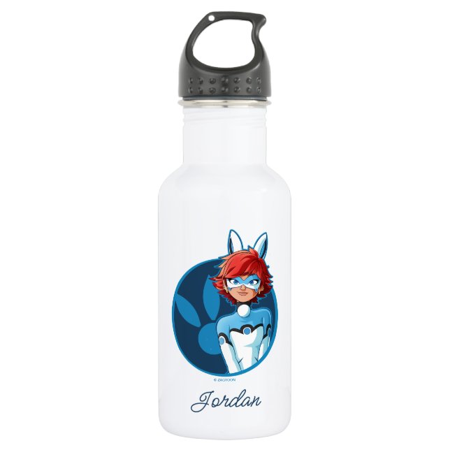 Bunnyx Blue Badge Stainless Steel Water Bottle (Front)