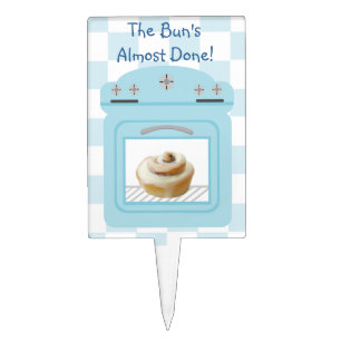 Buns Almost Done Bun In The Oven Blue Baby Shower Cake Topper