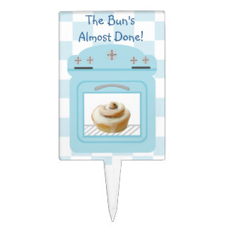 Buns Almost Done Bun In The Oven Blue Baby Shower Cake Topper